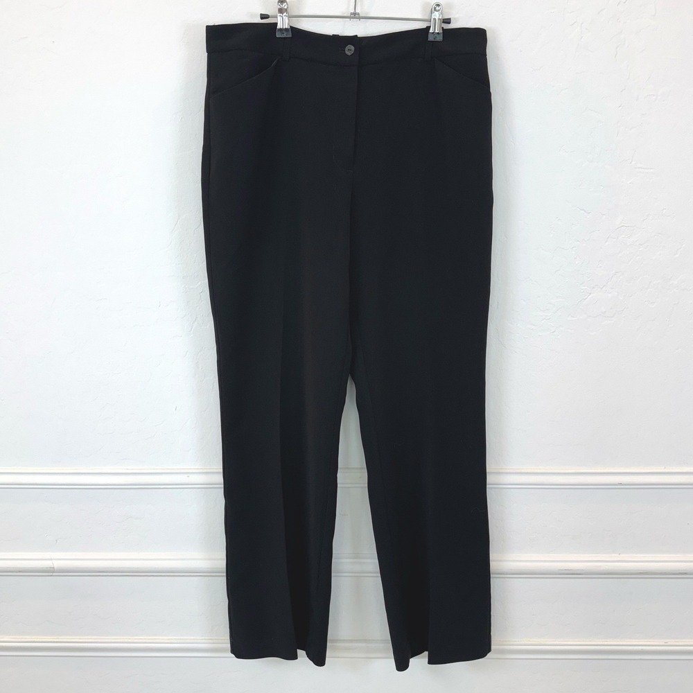 Chicos Black Straight Leg Work Dress Pants Women Size 2 Regular Polyester‎